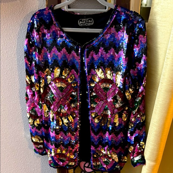 Vintage 1980’s Sequin Shimmer Glam Evening Long sleeve Jacket Cardigan Small - Picture 1 of 7